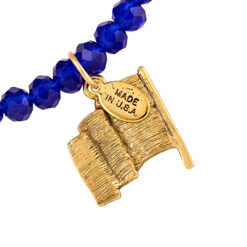 Enameled USA Flag Blue Stretch Charm Bracelet