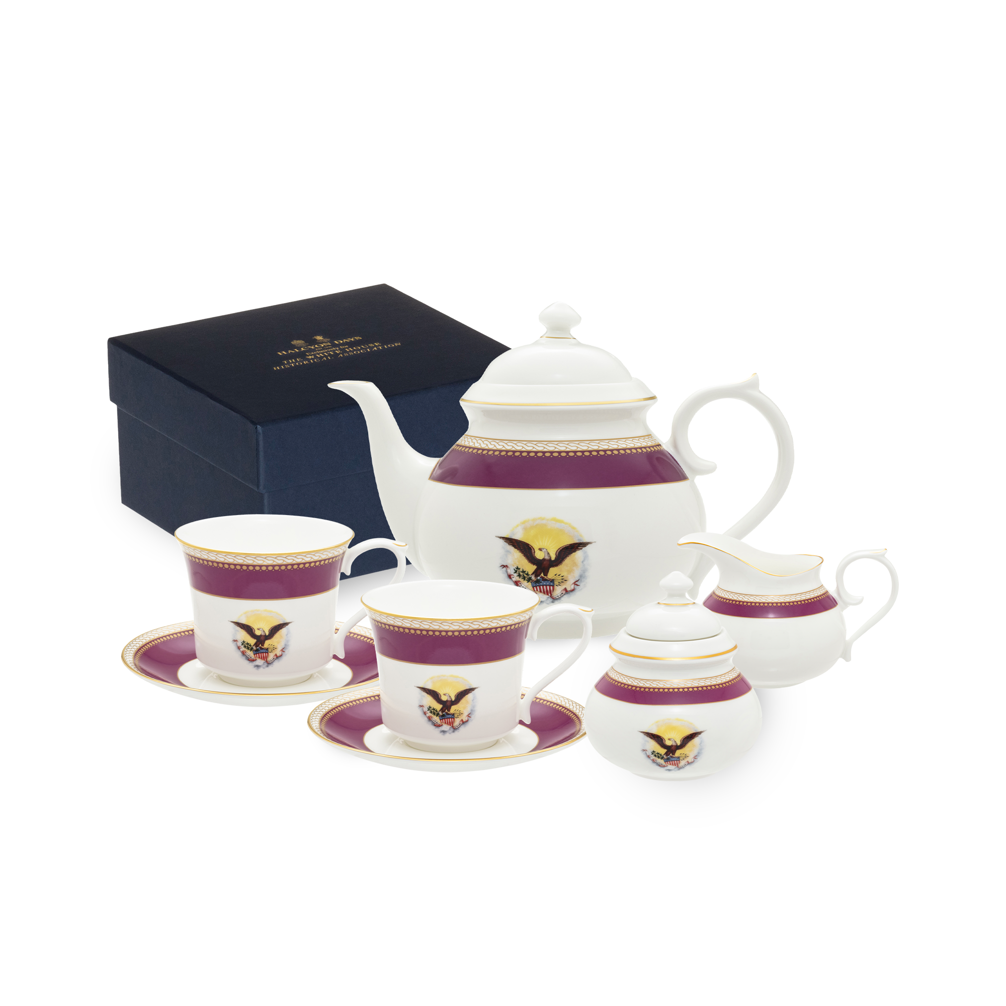 Lincoln Tea Collection, Set with Tea Pot and Two Tea Cups