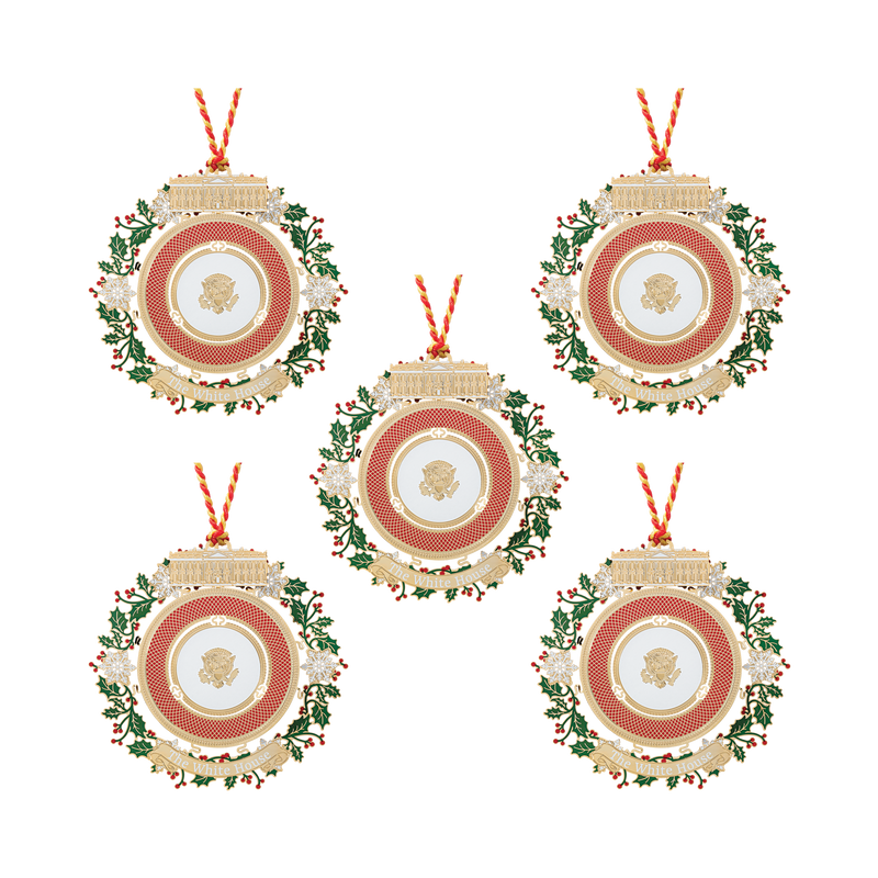 Official 2025 White House Christmas Ornament – 5 Piece Bundle