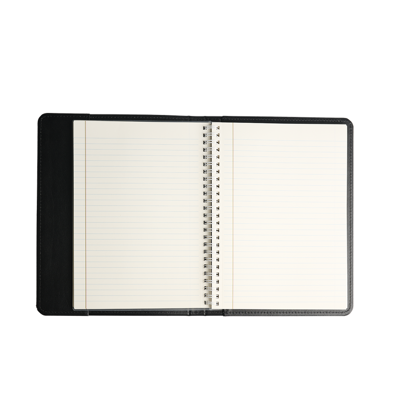 Black Truman Seal Leather Bound 9" Refillable Notebook