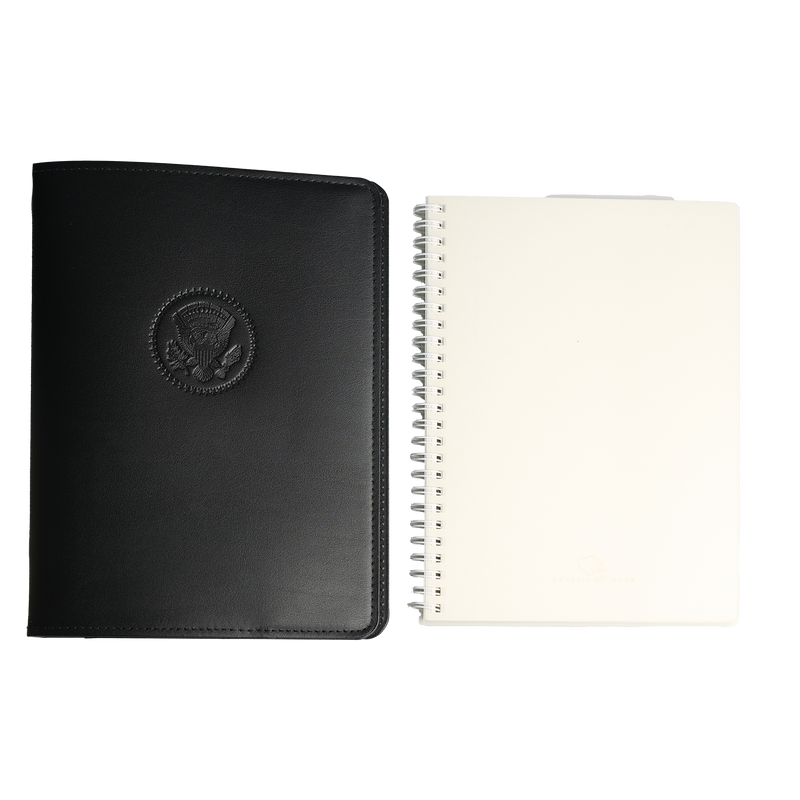 Black Truman Seal Leather Bound 9" Refillable Notebook