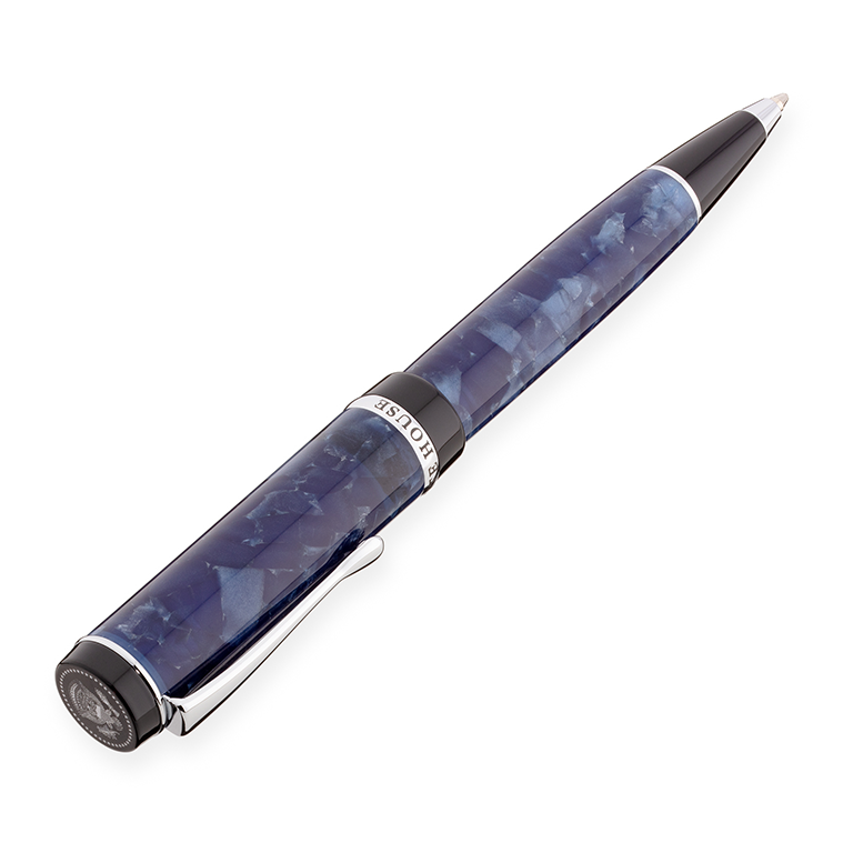 White House Marbleized Resin Rollerball Pen with Truman Seal - Open