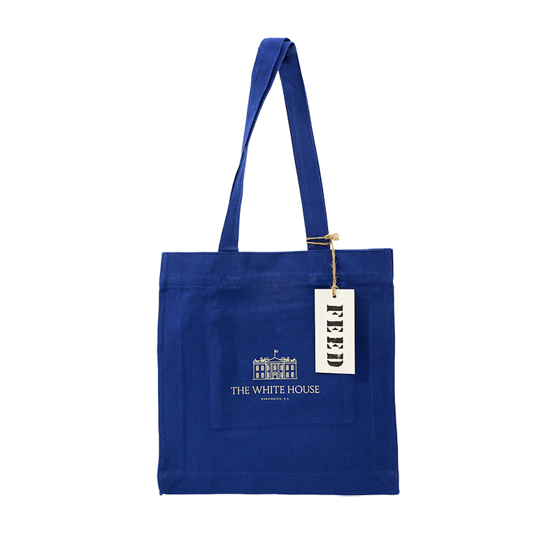 FEED Book Tote with White House Graphic - Blue - Front