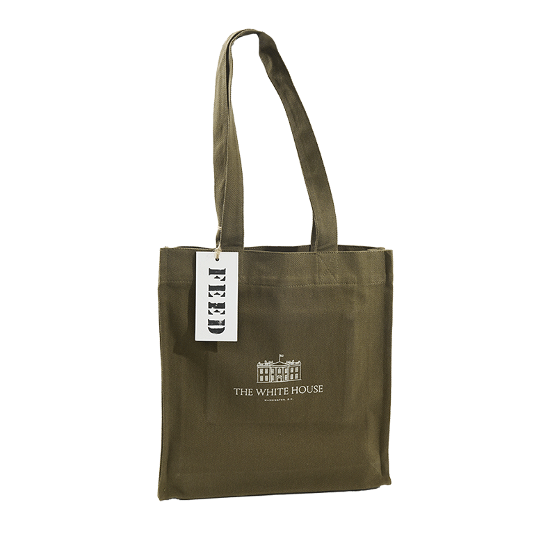FEED Book Tote with White House Graphic - Green - Front