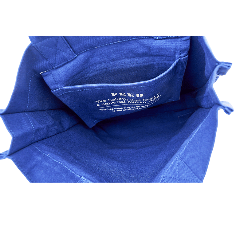 FEED Book Tote with White House Graphic - Blue - Inside