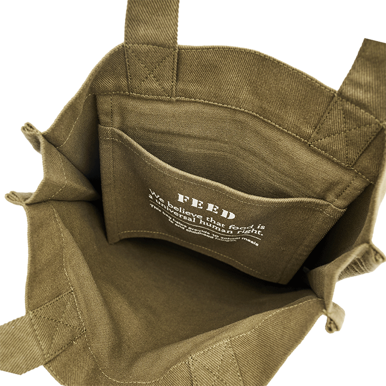 FEED Book Tote with White House Graphic - Green - Inside
