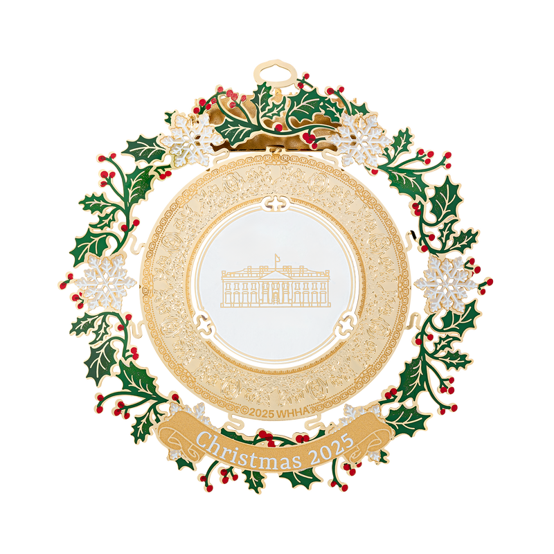 Official 2025 White House Christmas Ornament Back Closeup