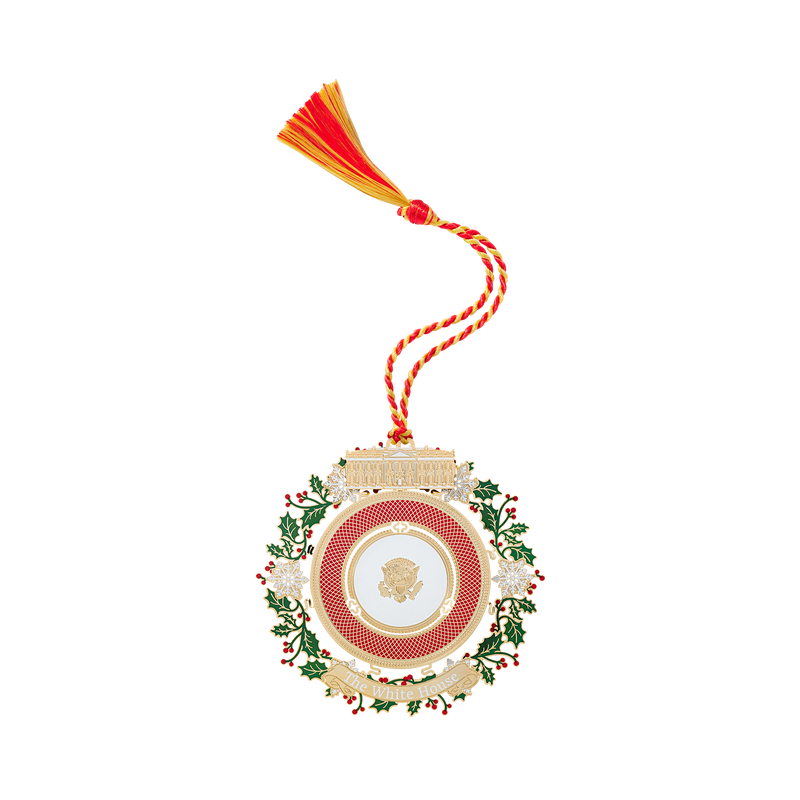 Official 2025 White House Christmas Ornament Front with Tassel