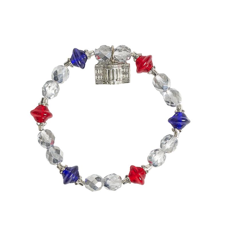 Red, White, and Blue White House Charm Stretch Bracelet