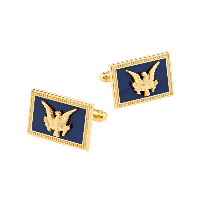 USS Williamsburg Navy/Gold Rectangle Cufflinks