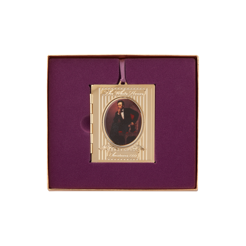 1999 White House Christmas Ornament, President Abraham Lincoln's Portrait-In Box