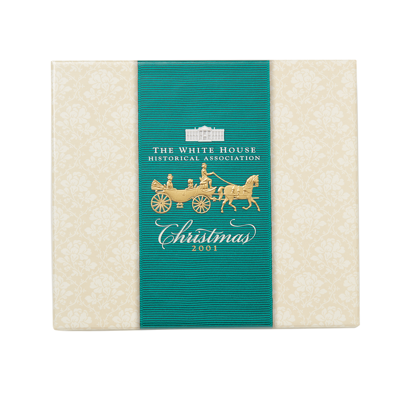 2001 White House Christmas Ornament, A First Family's Carriage Ride-Front of Box