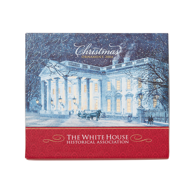 2004 White House Christmas Ornament, A First Family's Sleigh Ride-Box with Lid
