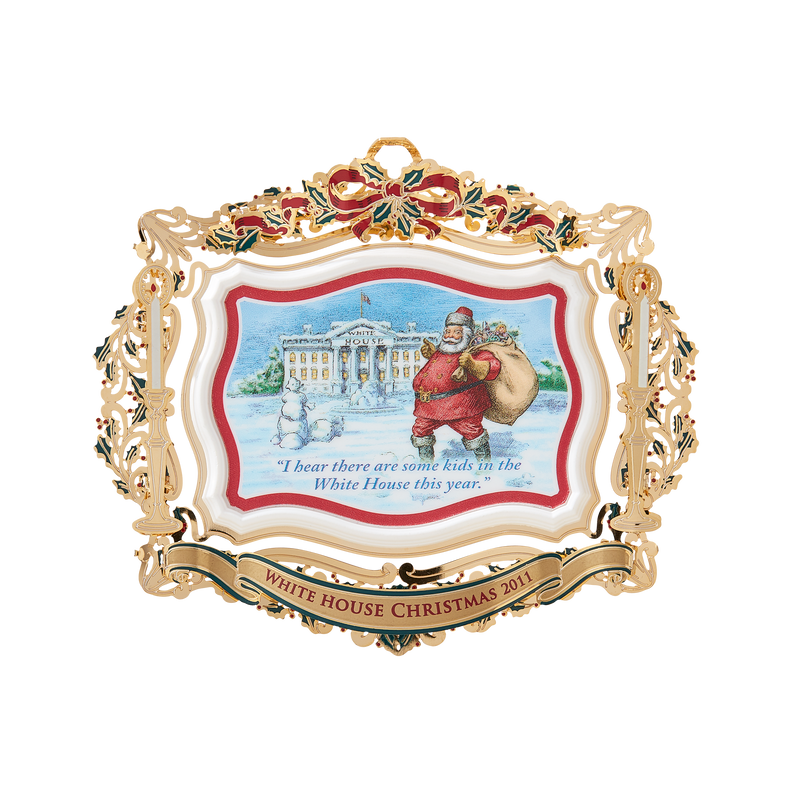 2011 White House Christmas Ornament, Santa Visits the White House