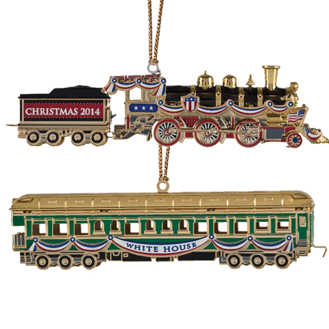 WHITE HOUSE 2014 CHRISTMAS ORNAMENT & Booklet: HARDING TRAIN, New in Orig Box
