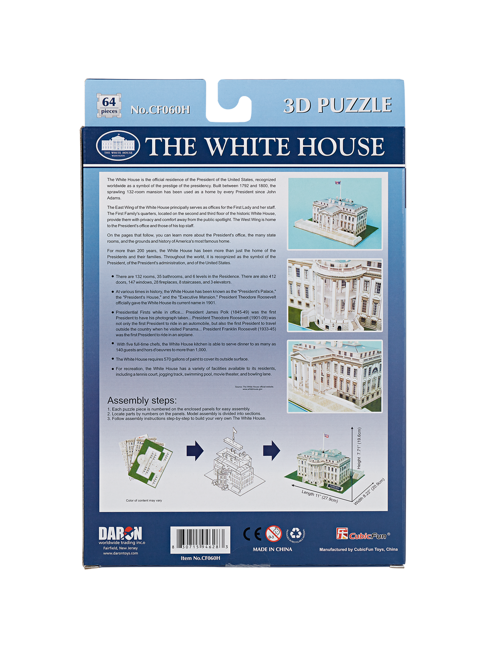 3D architectural puzzle of the White House_back