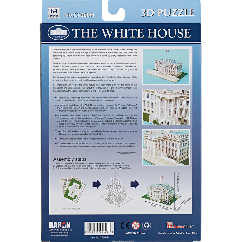 3D architectural puzzle of the White House_back