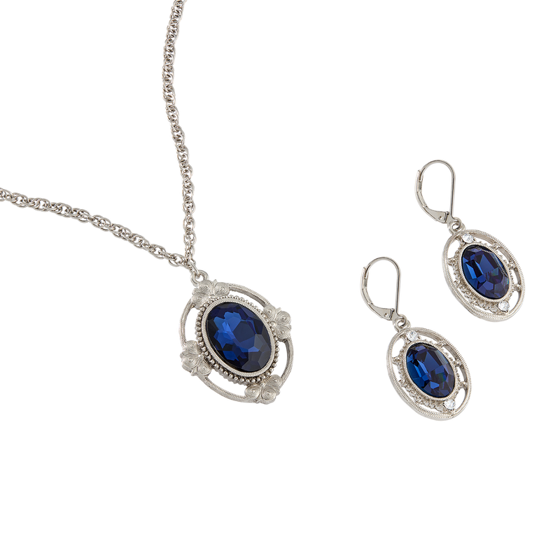 Blue Room Oval Pendant Necklace