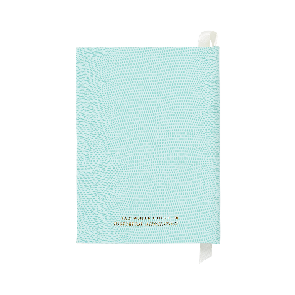 Small Soft Teal White House Notebook-Back