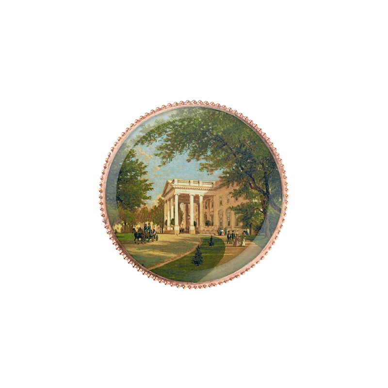 Glass decoupage coaster depicting a painting by artist John Ross Key