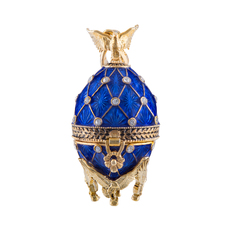 Blue White House Egg Pendant-Closed