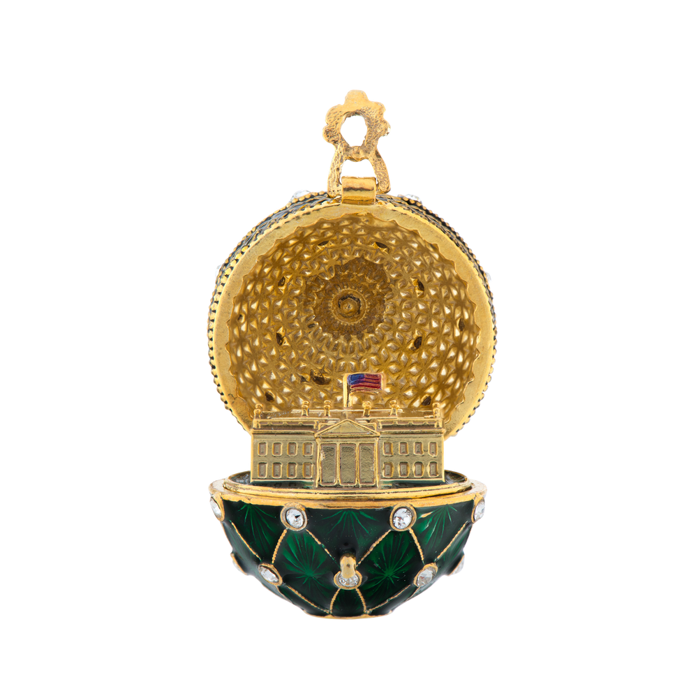 Emerald White House Egg Pendant-Open