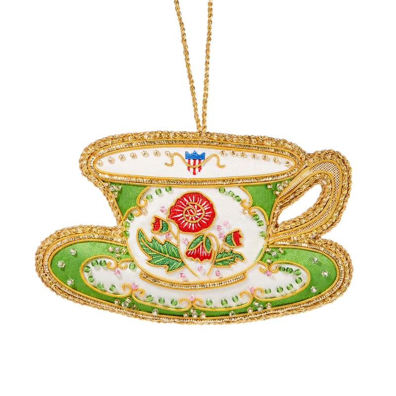 Polk China Teacup Ornament-Front