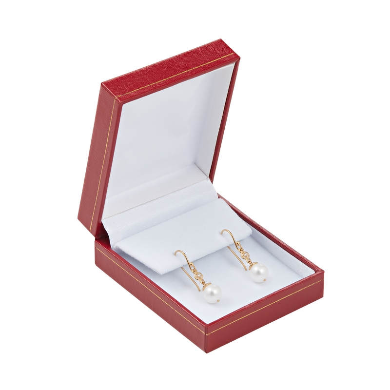 Cubic Zirconia Pearl Drop Earrings-In Box