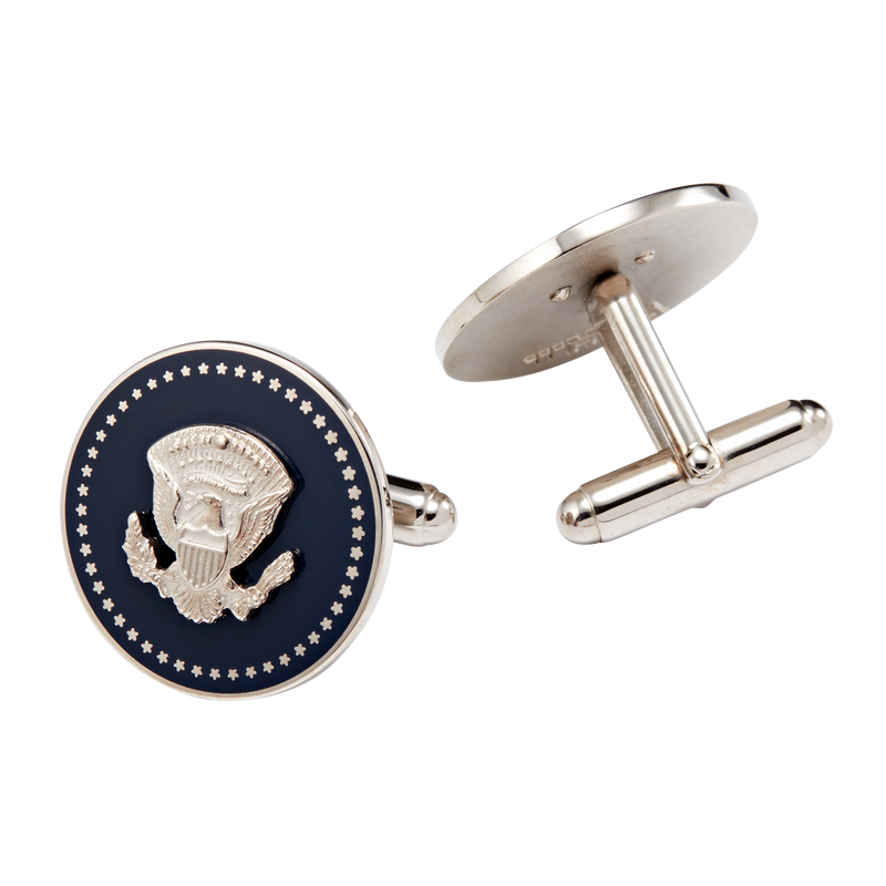 Silver and Navy Truman Seal Cuff Links