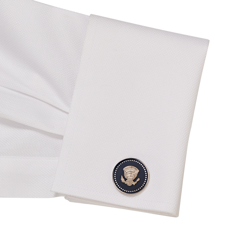 Silver and Navy Truman Seal Cuff Links