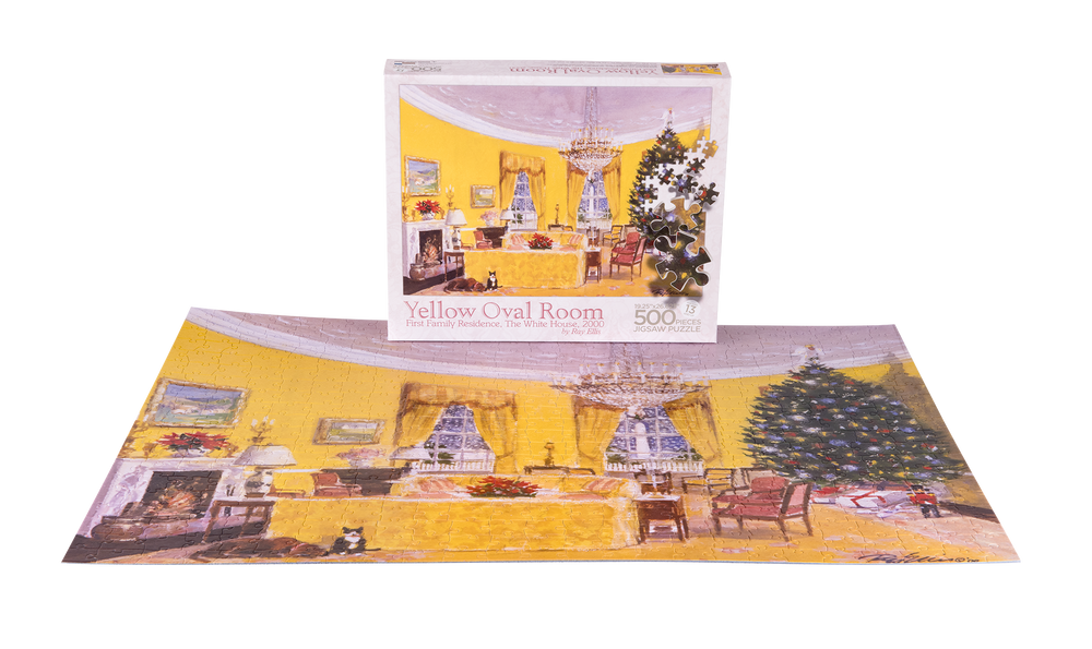 Yellow Oval Room Puzzle-Completed Puzzle with Box