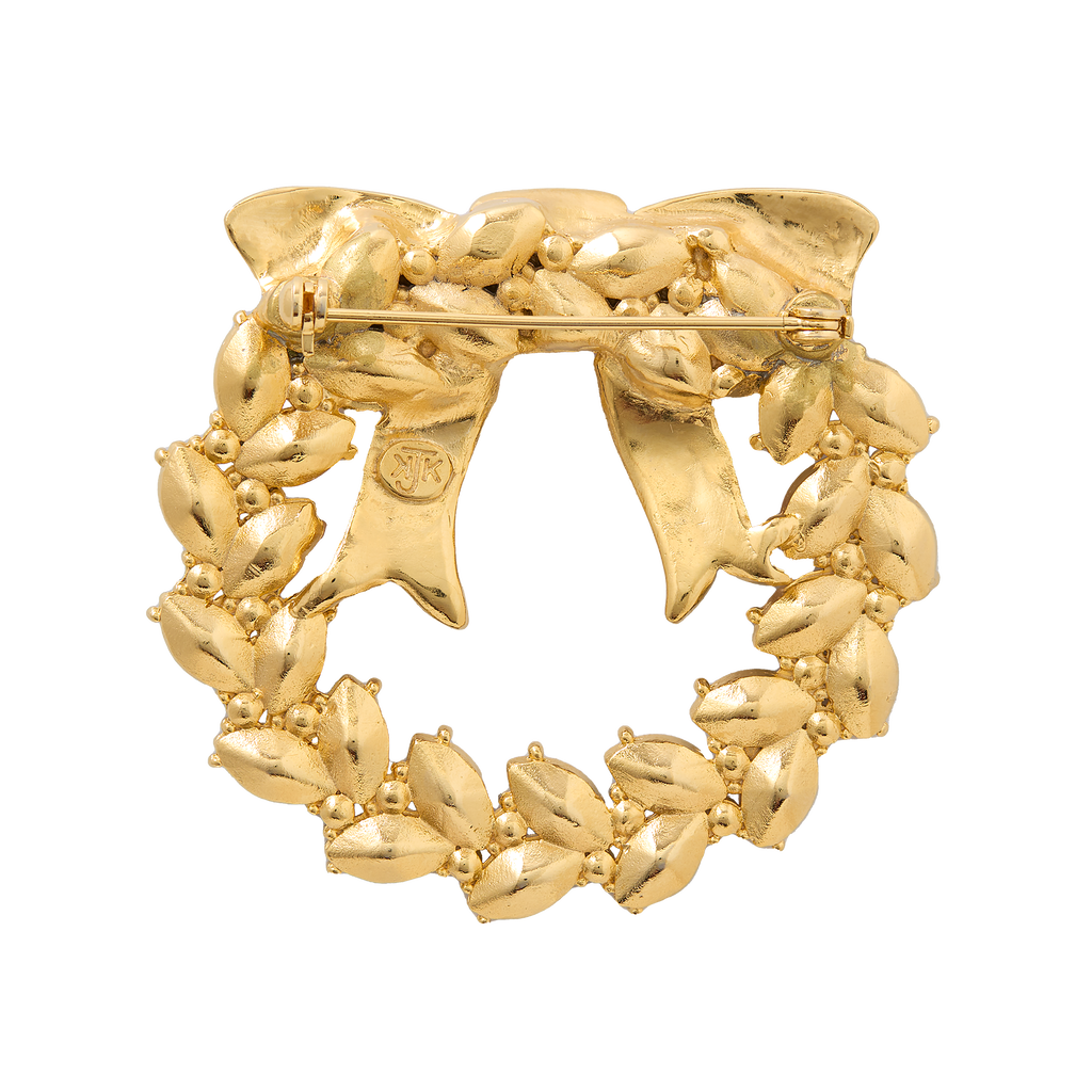White House Christmas Wreath Brooch