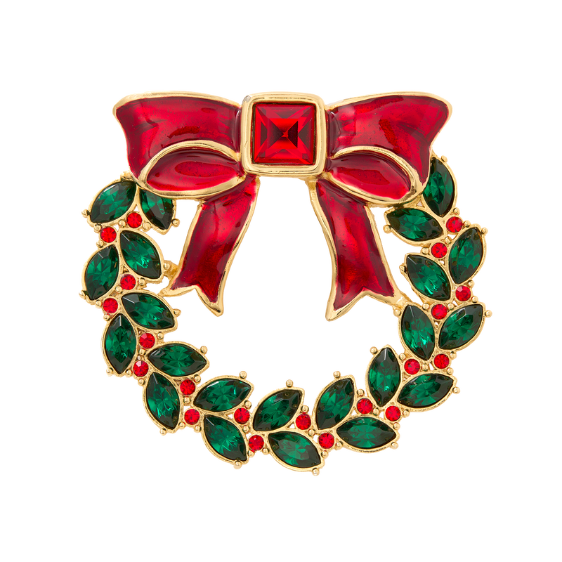 White House Christmas Wreath Brooch