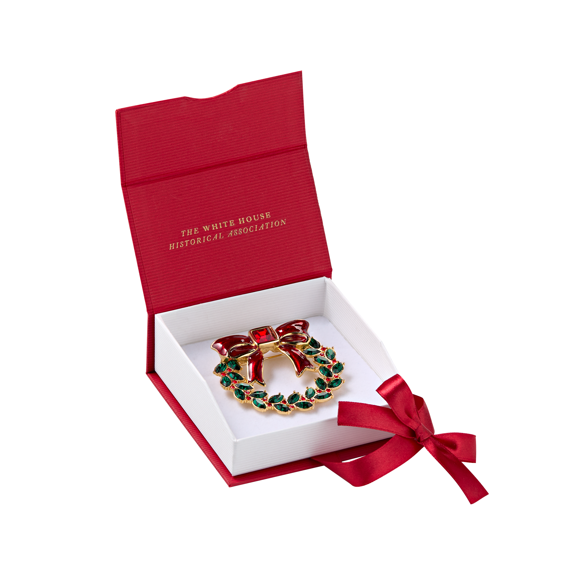 White House Christmas Wreath Brooch