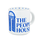 The People's House Blue and White Logo Mug