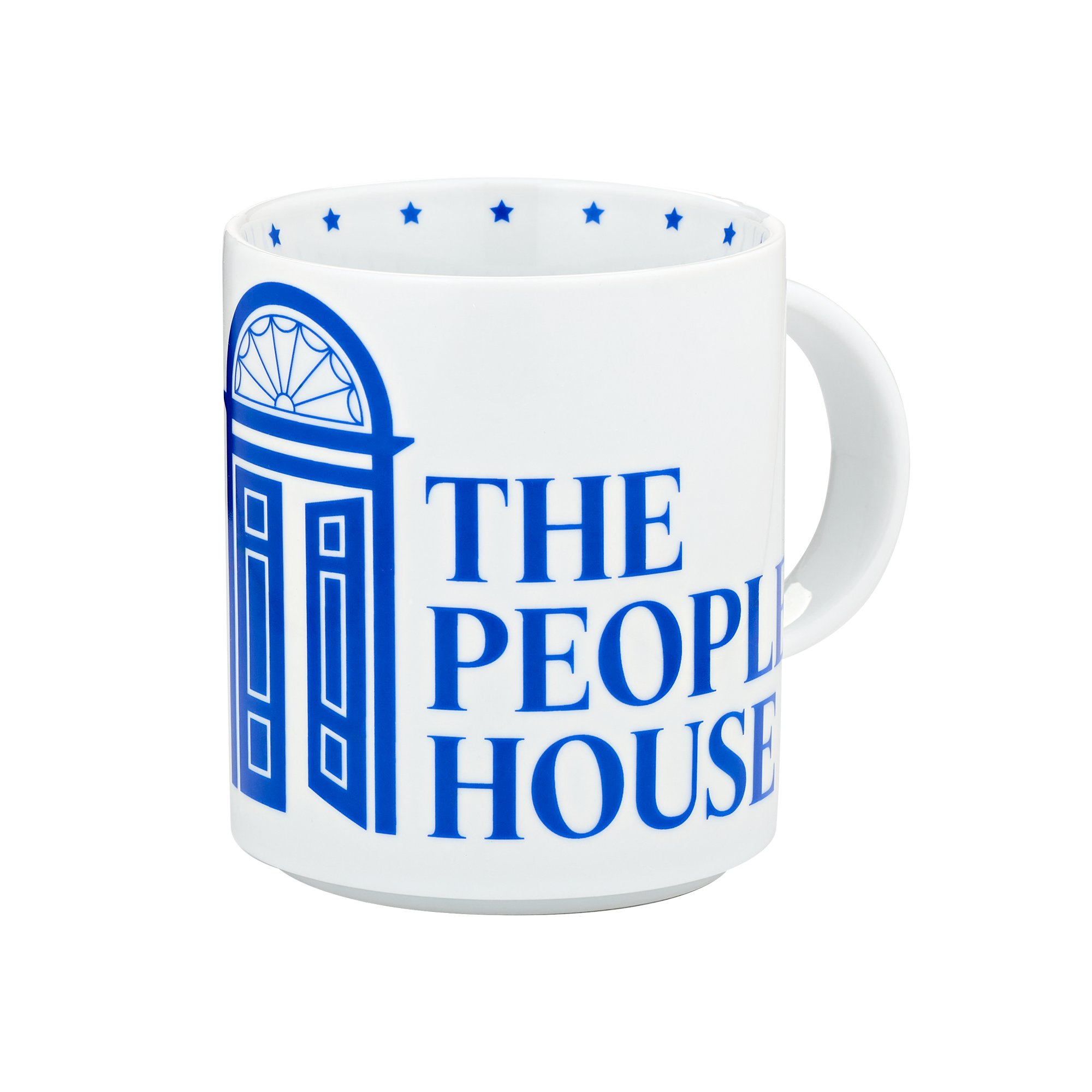 The People's House Blue and White Logo Mug