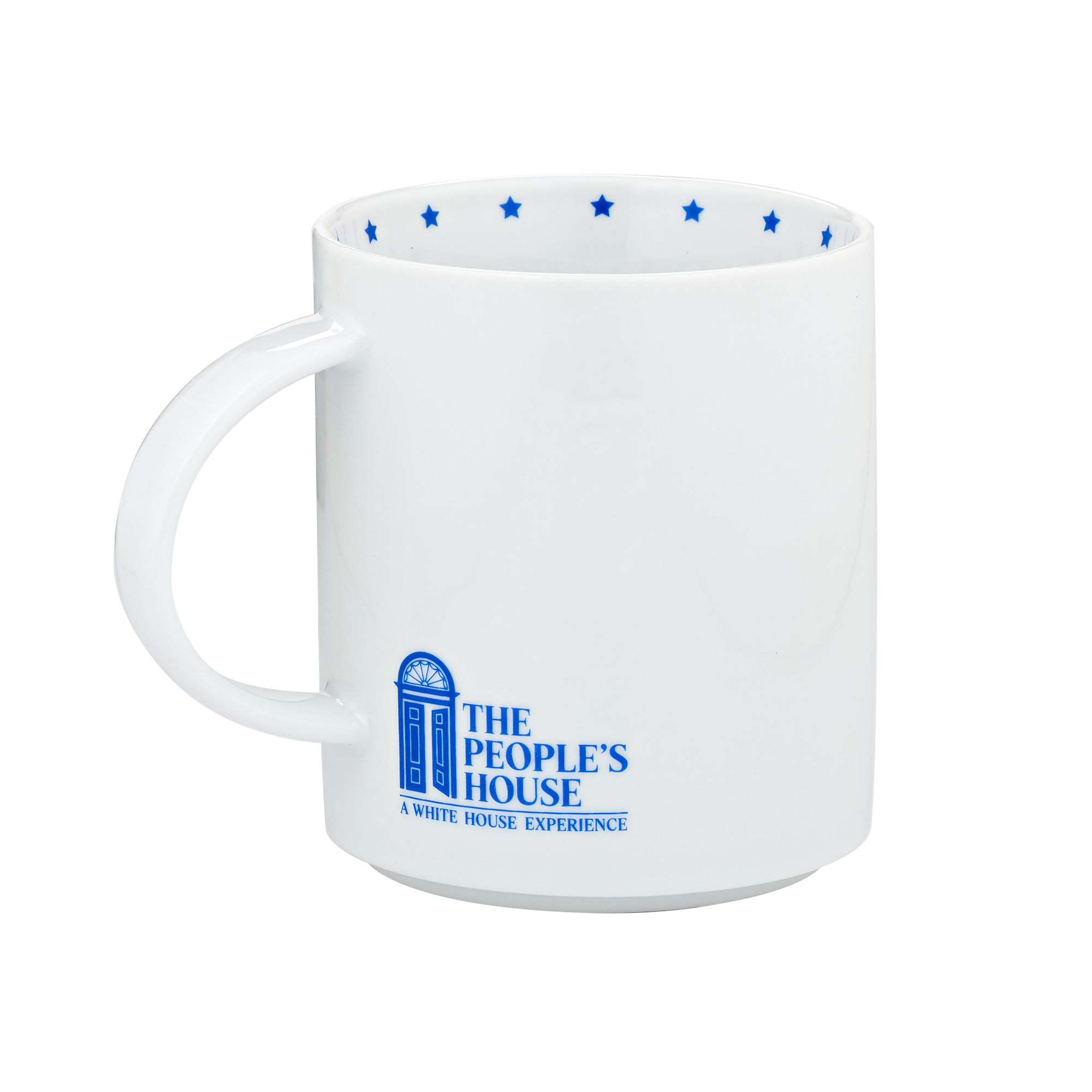 The People's House Blue and White Logo Mug