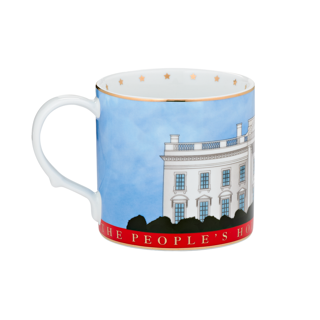 The People's House, White House Red with Gold Mug