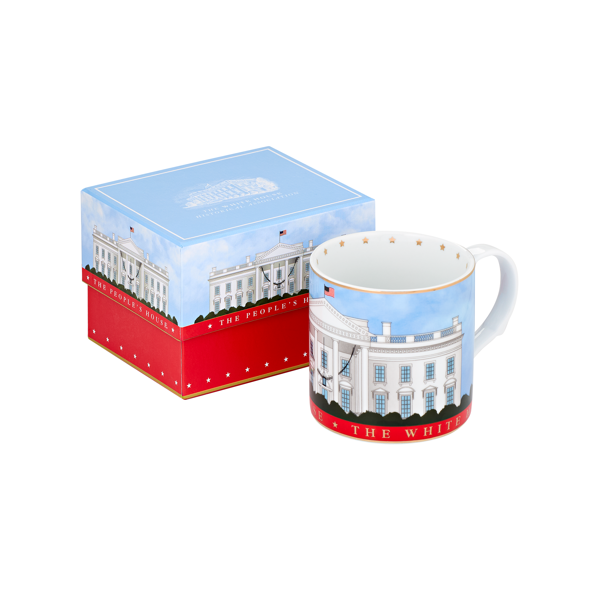 The People's House, White House Red with Gold Mug