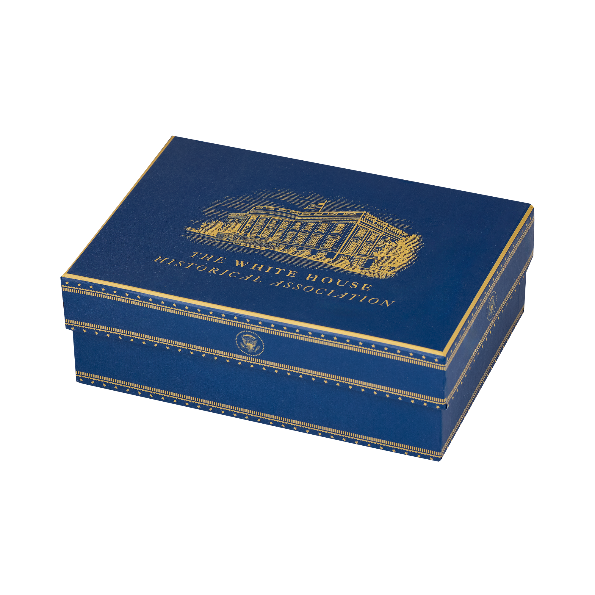 Navy and Gold Truman Seal Espresso Cups with Saucers, Set of Two