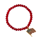 Enameled USA Flag Red Stretch Charm Bracelet