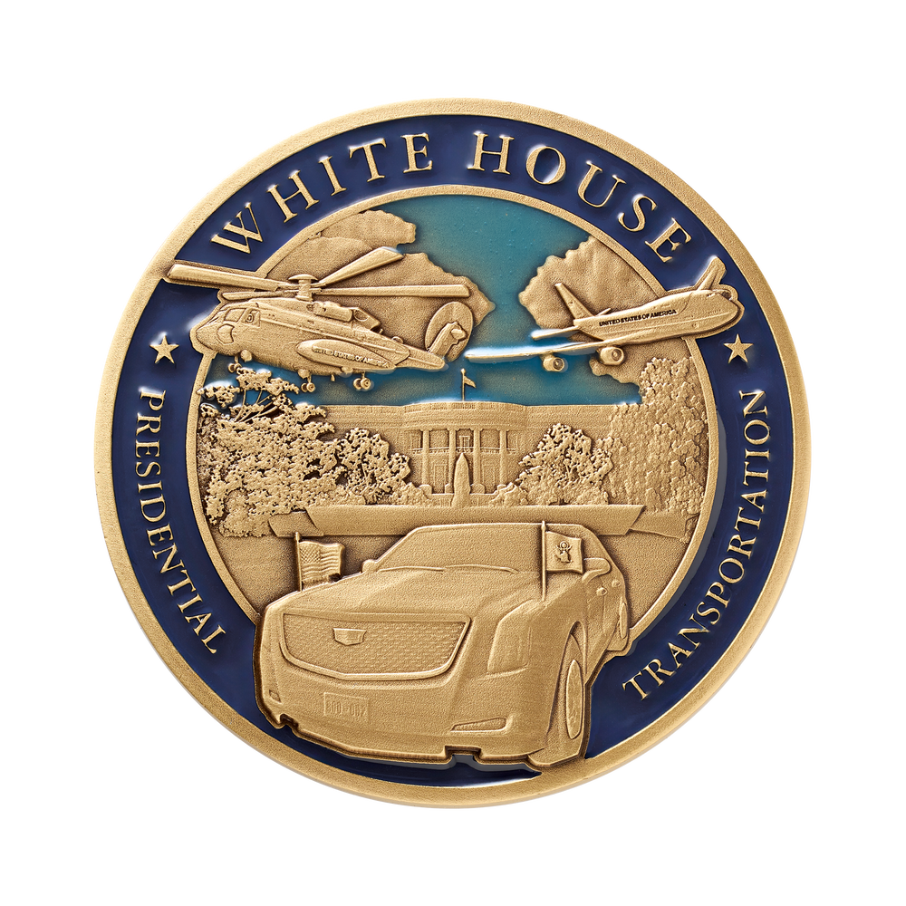 White House Presidential Transportation Challenge Coin with Color Fill Sky