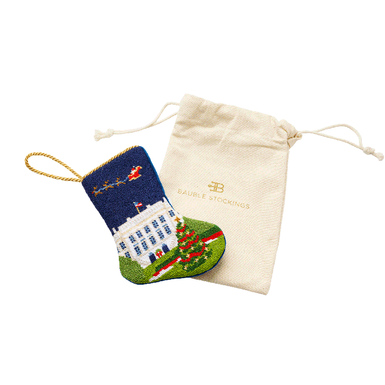Bauble Stockings White House Needlepoint Mini Stocking