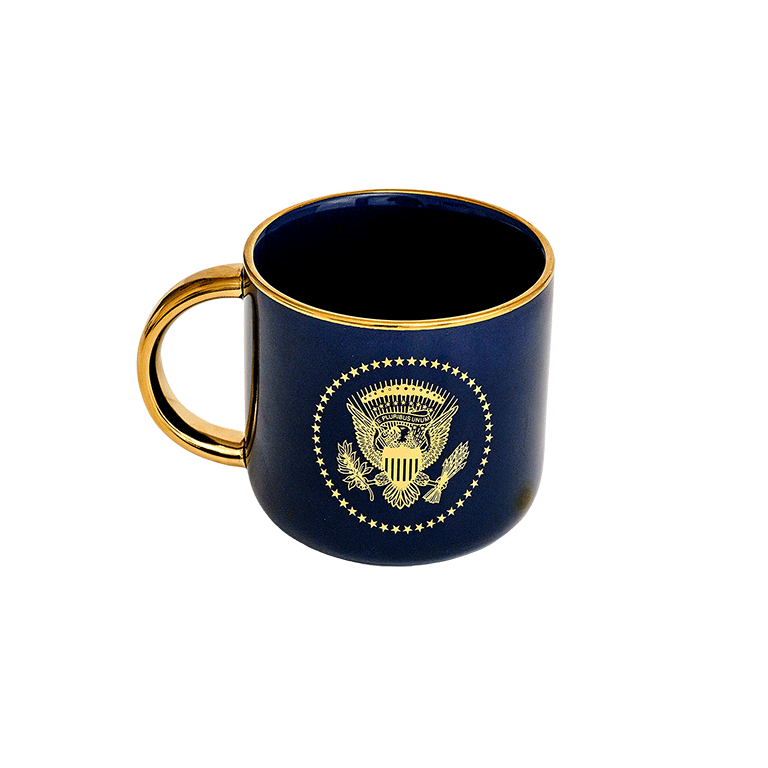 Mug with Truman Seal and Gold Trim - Navy - Side