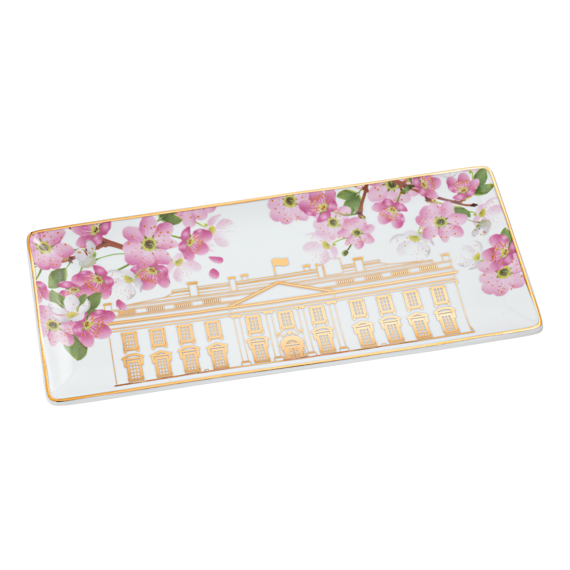 White House with Cherry Blossoms Tray top