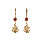 Great Seal Inspired Drop Earring with Red Crystal - Front