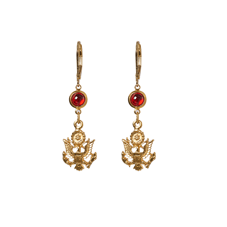 Great Seal Inspired Drop Earring with Red Crystal - Front