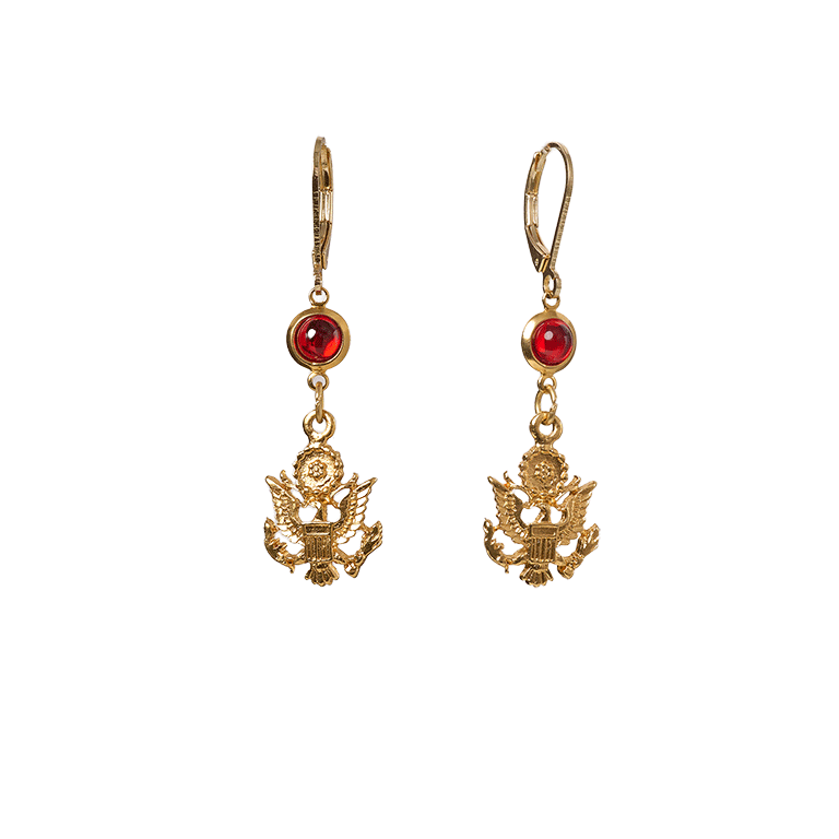 Great Seal Inspired Drop Earring with Red Crystal - Side