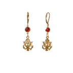 Great Seal Inspired Drop Earring with Red Crystal - Side