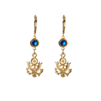 Great Seal Inspired Drop Earring with Blue Crystal - Front